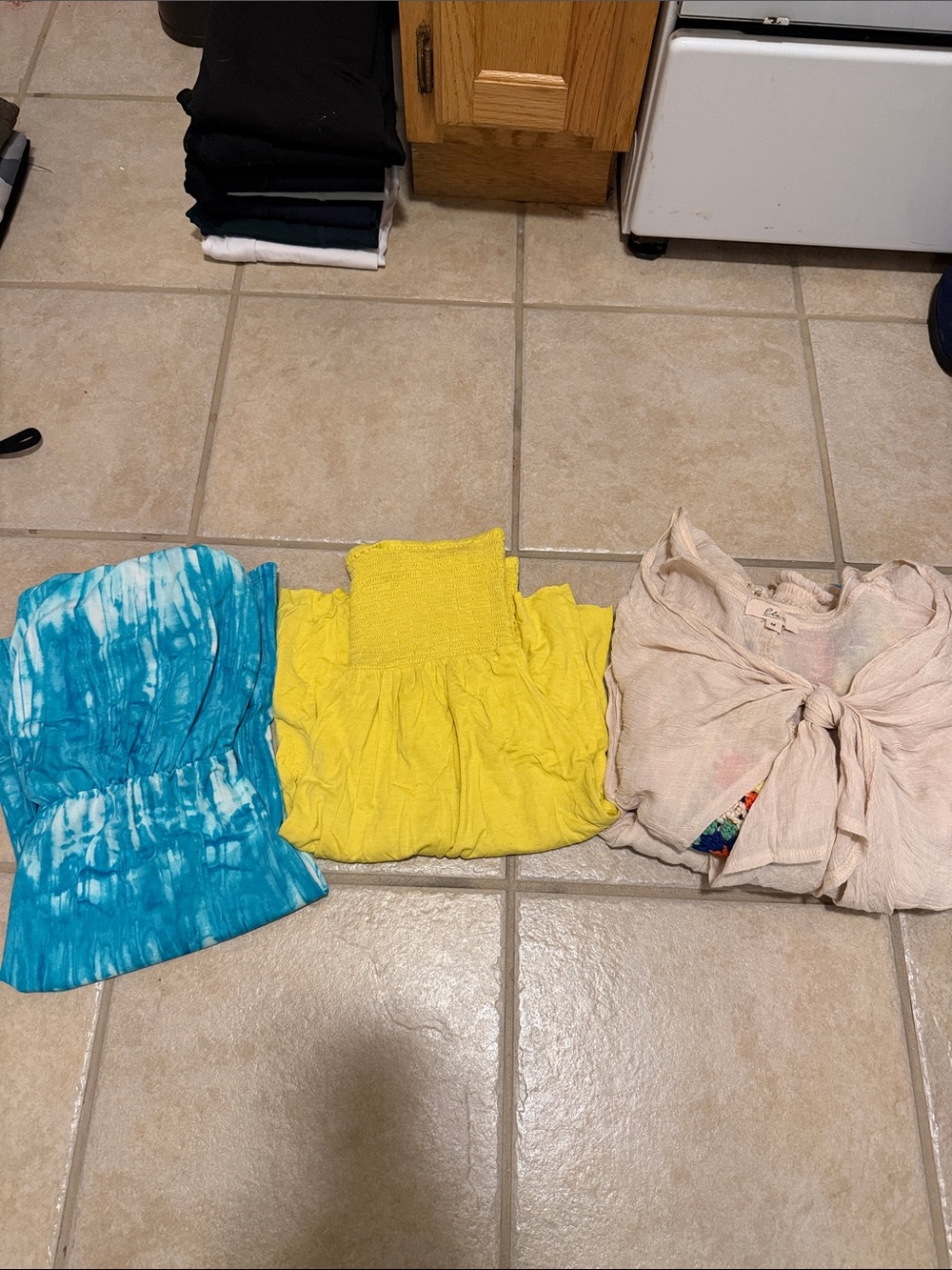 Set of Three Women's Swim Cover Ups - Blue Tie-Dye, Yellow, Cream
